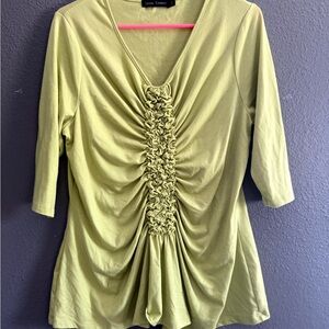 Dana Buchman Light Green Ruched Blouse